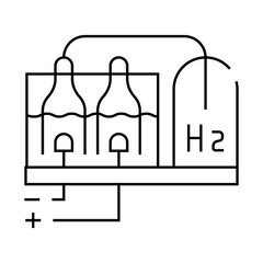 hydrogen production process line icon vector. hydrogen production process sign. isolated contour symbol black illustration