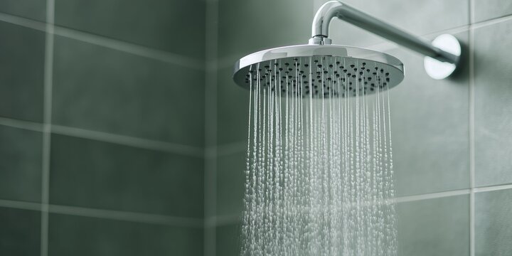 Dynamic close-up of adjustable showerhead jets demonstrating effective water flow management