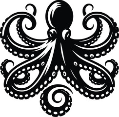 octopus line art vector,  octopus icon silhouette vector illustration