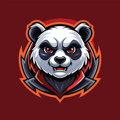 Panda Mascot Logo Design with Modern illustration Concept Style for Badge, Emblem and T Shirt Printing red background