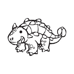 Fototapeta premium cute cartoon ankylosaurus dinosaur line art vector illustration for children