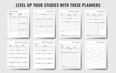 Level Up Your Studies With These Planners. Study Planner, School, Collage, High School And Semester Planner.