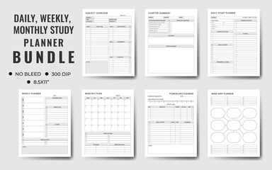 Daily, Weekly, Monthly, Study Planner, School, Collage, High School And Semester Planner.