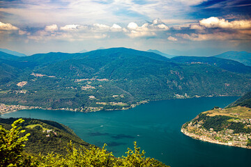 Lugano lake in north Italy and italian switherland in lombardia