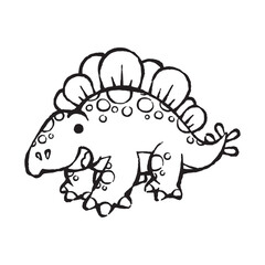 cute cartoon stegosaurus dinosaur line art vector illustration for children