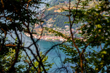 Lugano lake in north Italy and italian switherland in lombardia
