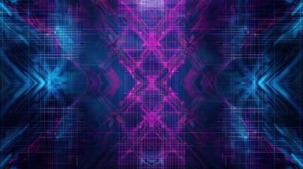 very stylish digital matrix background in shape of hologram, electric blue, light blue, dark blue, electric magenta
