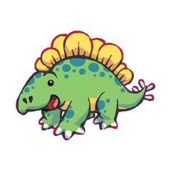 cute cartoon stegosaurus dinosaur vector illustration for children