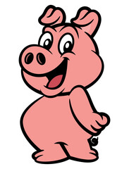 cute Piglet cartoon characters standing. Best for sticker, logo, and mascot with farm themes for kids