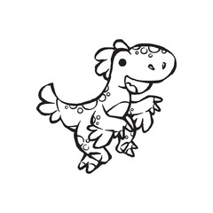 cute cartoon velociraptor dinosaur line art vector illustration for children