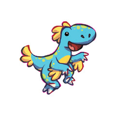 cute cartoon velociraptor dinosaur vector illustration for children