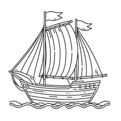 Minimalist Line Art Ship Vector
