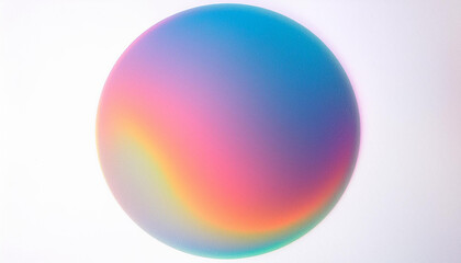 Obraz premium Vibrant Gradient Sphere on White Background. Abstract Pastel Hues of Pink, Blue, and Purple. Soft, Ethereal Glow Minimalistic Design for Modern Art and Tech Themed Projects
