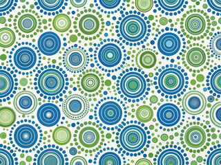 Fototapeta premium Seamless vector pattern featuring circles with a floral touch and vintage gear design elements