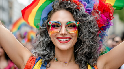 Vibrant Celebration at LGBTQ+ Pride Parade A Joyful Transgender and Drag Queen Individual Embracing Diversity and Inclusion at CSD