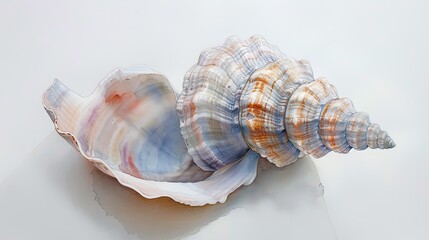 Obraz premium watercolor, minimalist, soft colors, seashell, white background