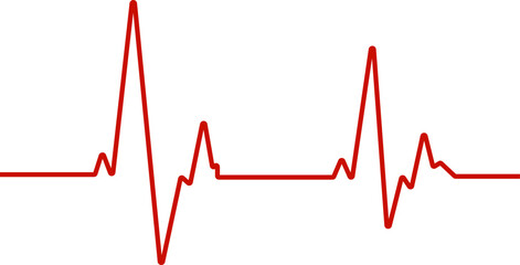 Heartbeat line diagram vector illustration in red color with transparent background