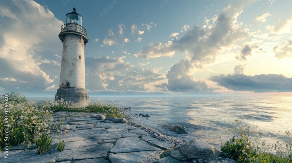 Wall mural lighthouse on the coast