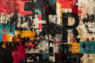 Fototapeta premium Abstract Collage with Red, Black, and Yellow.