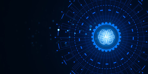 Futuristic AI technology background with digital elements. 3D Rendering