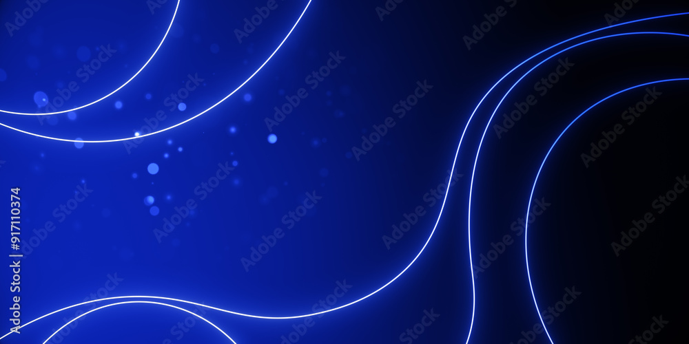 Poster Abstract Blue Background with Glowing Lines. 3D Rendering