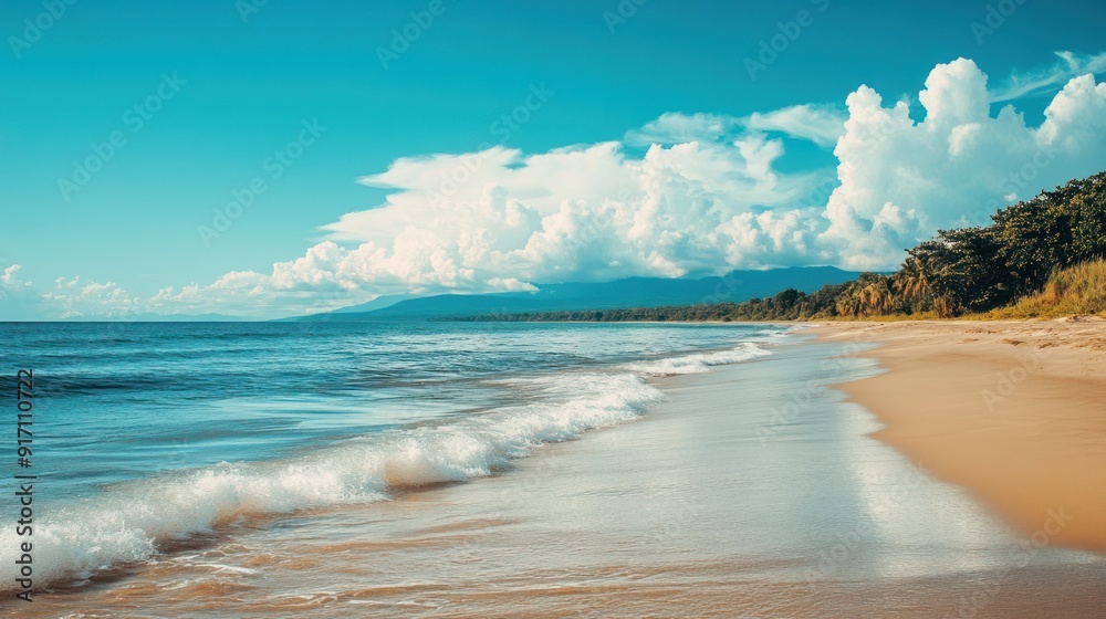 Sticker Tranquil Beach with Rolling Waves