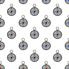 Seamless Pattern with Compass. Object for travel map. Navigation arrow symbols. Vector flat illustration.