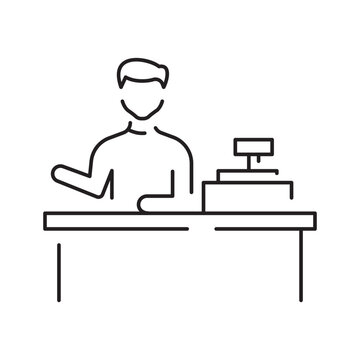 recommend clip art: Cashier and Cash register line icon design. Payment service machine sign and symbol