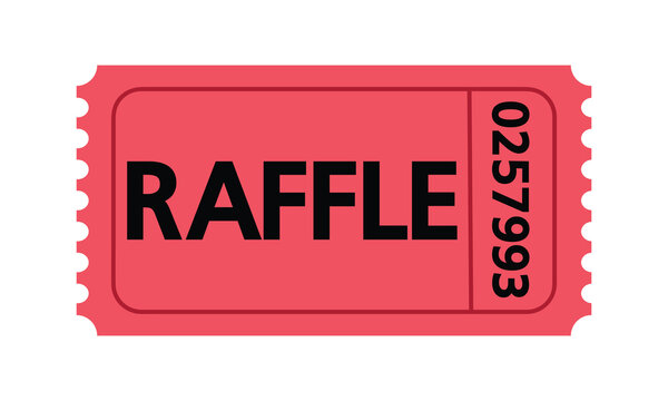 Red raffle ticket icon. Vector image isolated on white background.
