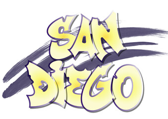 
San Diego -city ​​name -word - Vector Graphics - Yellow, black - graffiti street art - ideal for websites, presentations, greetings, banners, cards, t-shirt, sweatshirt, prints, mug, Sublimation,