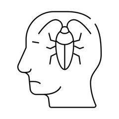 cockroaches in head, neurosis problem line icon vector. cockroaches in head, neurosis problem sign. isolated contour symbol black illustration