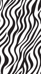 Black and White Background for vertical social media featuring wavy lines in abstract and animal print style. Modern monochrome print in a seamless pattern design, create a repetitive pattern.