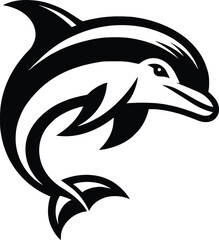 Naklejka premium Dolphin silhouette vector design template