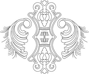 Vector sketch illustration silhouette design decorative ornament classic vintage ethnic traditional floral Neoclassical Style Decor