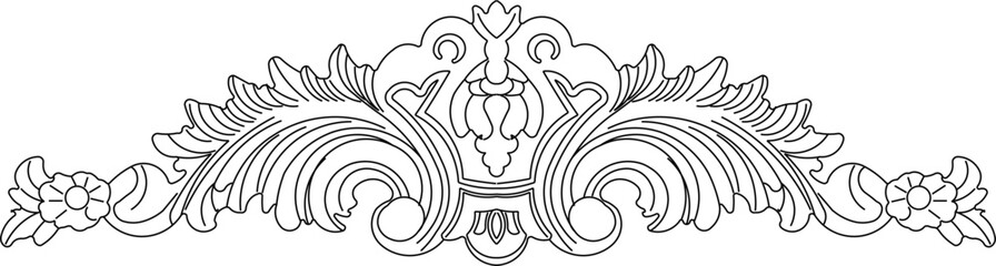 Vector sketch illustration silhouette design decorative ornament classic vintage ethnic traditional floral Neoclassical Style Decor