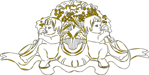 Vector sketch illustration silhouette design decorative ornament classic vintage ethnic traditional floral Neoclassical Style Decor