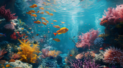 Fototapeta premium : Marine_background_depicting_a_thriv background illustratio