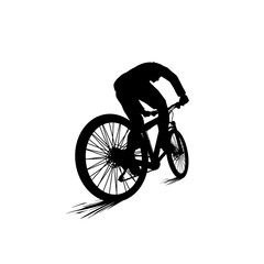Obraz premium cyclist silhouette rear view vector, biker silhouette