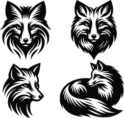 Fox silhouette design template 