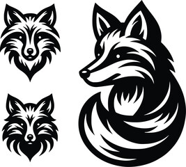 Fox silhouette design template 