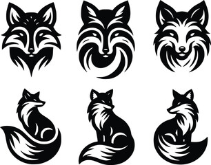 Fox silhouette design template 