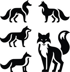 Fox silhouette design template 