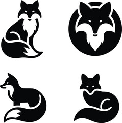 Fox silhouette design template 