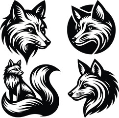 Fox silhouette design template 