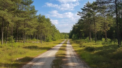 Fototapeta premium Gravel road in pine forest