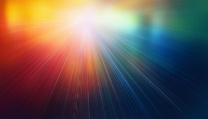 Naklejka premium Vibrant Abstract Light Trails. Dynamic Burst of Blurred, Multicolored Streaks in Motion. Dreamy, Atmospheric Effect with Warm Reds, Oranges, and Cool Blues Intersecting in a Soft Focus Glow