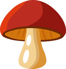 Autumn Forest Mushroom (Porcini) in Cartoon Style | High Resolution, Isolated on Transparent Background