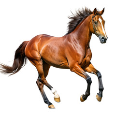 Obraz premium running brown horse isolated on transparent background cutout