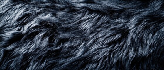 Fototapeta premium Black Fur Animal Texture Background Wool Creative Concept Design Copy Space Nature Art Banner Flyer Poster Close Up Illustration Modern