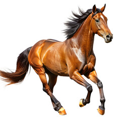 Obraz premium running brown horse isolated on transparent background cutout